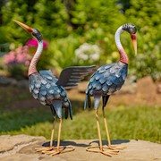 Zaer Ltd International Pre-Order: 20.25" Tall Set of 2 Painted Iron Blue Crane Figurines ZR801001-SET View 3