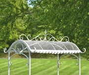 Zaer Ltd. International Pre-Order: "Tusheti" 78.74" Tall Large Iron Flower Cart with Roof in Antq. White ZR180522-AW View 3