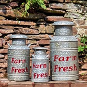 Zaer Ltd International Set of 3 Galvanized Old Style Milk Jug Planters in Red ZR180140-RD View 3