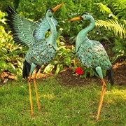 Zaer Ltd International Set of 6 Assorted Style Blue Crane Metal Yard Figurines ZR801808-SET View 3