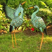 Zaer Ltd International Pre-Order: Set of 6 Assorted Style Iron Blue Crane Yard Figurines ZR801808 View 3