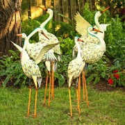 Zaer Ltd International Set of 6 Assorted Style Great White Heron Metal Yard Figurines ZR801809-SET View 3
