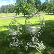 Zaer Ltd International Pre-Order: Set of 2 Tall "Tamar" Iron Planters in Antique White ZR170813-AW View 3