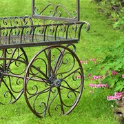 Zaer Ltd. International "Tusheti" 78.74in. Tall Large Iron Flower Cart with Roof in Antique Bronze ZR180522-BZ View 3