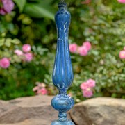 Zaer Ltd International 28.75" Tall Round Pedestal Birdbath with Bird Details in Antique Blue ZR181173-BL View 3