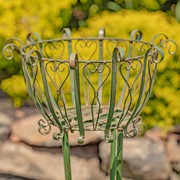 Zaer Ltd International Set of 2 Tall Iron Basket Plant Stands in Antique Green "Stephania" ZR139518-GR View 3