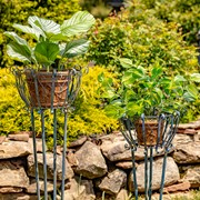 Zaer Ltd International Set of 2 Tall Iron Basket Plant Stands in Antique Blue "Stephania" ZR139518-BL View 3