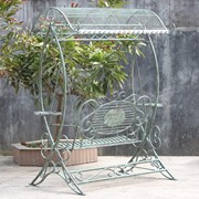 Zaer Ltd International Pre-Order: "The Valiko" 79" Tall Electroplated Garden Swing Bench in Verdi Green ZR140338-VG View 3