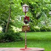 Zaer Ltd International Pre-Order: 59" Tall Standing Iron Lantern with LED Lights and Wreath ZR180857 View 3