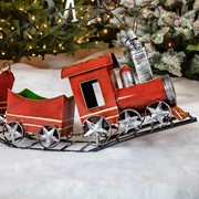 Zaer Ltd International Metal Christmas Train with 2 Carts on Track "X-M-A-S" ZR100978 View 3