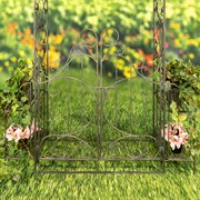 Zaer Ltd International "Stephania" 8ft. Tall Garden Gate Arch with Side Shelves in Copper-Brown ZR180830-CB View 3