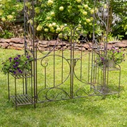 Zaer Ltd International "Stephania" 8ft. Tall Garden Gate Arch with Side Shelves in Copper-Brown ZR180830-CB View 3