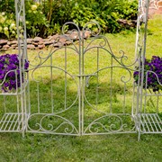 Zaer Ltd International "Stephania" 8ft. Tall Garden Gate Arch with Side Plant Stands in Antique White ZR180830-AW View 3