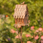 Zaer Ltd International 66.5" Tall Country Style Iron Birdhouse Stake "Cottage House" ZR142106-4 View 3