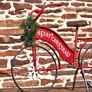 Zaer Ltd International Large Iron "Merry Christmas" Bicycle Decor with Light-Up Wreath ZR181746 View 3