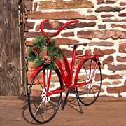 Zaer Ltd International Small Iron "Merry Christmas" Bicycle Decor with Light-Up Wreath ZR181747 View 3