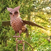 Zaer Ltd International 81" Tall Large Flying Owl Metal Rocking Stake in Antique Rust "Wesley" ZR182410-RS View 3