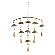 Zaer Ltd International Pre-Order: Set of 3 Antique Copper Umbrella Wind Chimes with Bells ZR192614-SET View 3