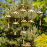 Zaer Ltd International Set of 3 Antique Copper Umbrella Wind Chimes with Bells ZR192614-SET View 3