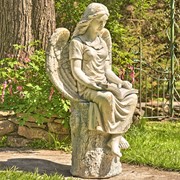 Zaer Ltd International Pre-Order: 46"T Sitting Magnesium Angel Statue Reading Book in Antq. Grey "Dina" ZR232746-GY View 3