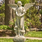 Zaer Ltd International Pre-Order: 45"T Standing Magnesium Angel Statue with Open Wings in Grey "Ariel" ZR225145-GY View 3