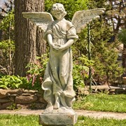 Zaer Ltd International 45" Tall Standing Magnesium Angel Statue with Open Wings in Antique Grey "Ariel" ZR225145-GY View 3