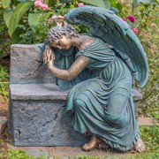Zaer Ltd International 35" Tall Magnesium Napping Angel on Bench in Antique Bronze "Seraphina" ZR229035-BZ View 3