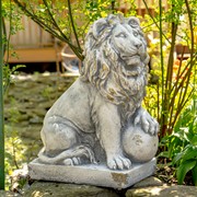 Zaer Ltd International 26.5" Tall Set of 2 Magnesium Lion Sentry Statues in Grey "Marloni & Antonio" ZR560270-GY View 3