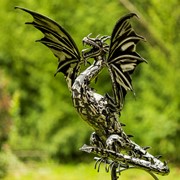 Zaer Ltd International 84.75" Tall Iron Dragon Swing Stake "Dayfyre" ZR191048 View 3