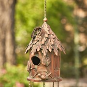 Zaer Ltd International Pre-Order: 37" Long Antique Copper Hanging Birdhouse Wind Chime "Silo” ZR190557-B View 3