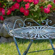 Zaer Ltd. International "Stephania" Victorian-Style Folding Iron Garden Table in Antique Blue ZR090519-BL View 3