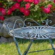 Zaer Ltd. International Pre-Order: "Stephania" Victorian-Style Folding Iron Garden Table in Antique Blue ZR090519-BL View 3