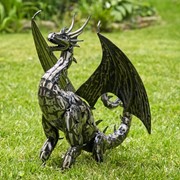 Zaer Ltd International 21" Tall Metal Dragon Statue "Vakhtang" ZR180714 View 3