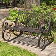 Zaer Ltd International "Tatiana" Iron Rocking Garden Bench in Antique Bronze ZR819611-BZ View 3