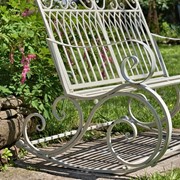 Zaer Ltd International "Tatiana" Iron Rocking Garden Bench in Antique White ZR819611-WH View 3