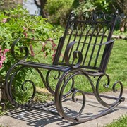 Zaer Ltd International "Tatiana" Iron Rocking Garden Arm Chair in Antique Bronze ZR819612-BZ View 3