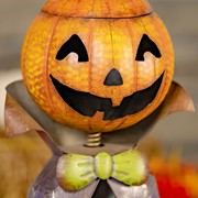 Zaer Ltd International Pre-Order: 27" Tall Big Head Pumpkin Figurine with Candy Jar "Jack" ZR191044 View 3