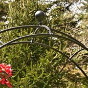 Zaer Ltd International Pre-Order: 102" Tall Iron Moon Gate with Plant Stands in Antique Black ZR190430-BK View 3