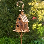 Zaer Ltd International 75" Tall Two Tier Classic Home Copper Finish Birdhouse Stake "Lansdale" ZR193143 View 3