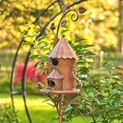 Zaer Ltd International Pre-Order: 75" Tall Two Story Silo Copper Finish Birdhouse Stake "Lancaster" ZR193291 View 3