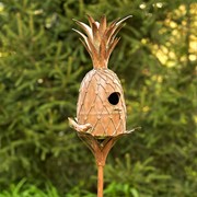 Zaer Ltd International Pre-Order: 67.25" Tall Pineapple Shaped Copper Finish Birdhouse Stake ZR193147 View 3