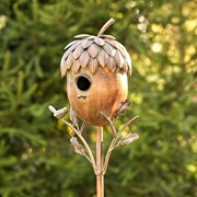 Zaer Ltd International Pre-Order: 65.25" Tall Acorn Shaped Copper Finish Birdhouse Stake ZR193149 View 3