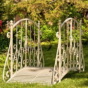 Zaer Ltd International Pre-Order: 5ft. Long Antique Style Iron Garden Bridge in Ant. White "Paris 1968" ZR140960-AW View 3