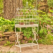 Zaer Ltd. International Pre-Order: 42.5" Tall Iron Cage Plant Stand in Antique White "Paris 1968" ZR190422-AW View 3