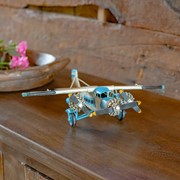 Zaer Ltd. International Metal Model Airplane Decor in Blue and Cream RD204155-BL View 3