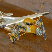 Zaer Ltd. International Metal Model Airplane Decor in Yellow and Cream RD204155-YL View 3