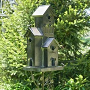 Zaer Ltd. International 75.75" Tall Galvanized Condo Birdhouse Stake "Lambertville" ZR198103-GV View 3
