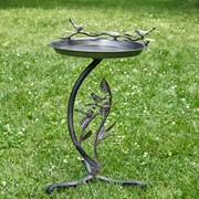 Zaer Ltd. International 32" Tall Shallow Galvanized Iron Birdbath with Branch Stand ZR190779-GV View 3
