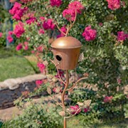 Zaer Ltd. International 64.25" Tall Antique Copper Finished Iron Birdhouse Stake with Dome Roof ZR173714-D View 3