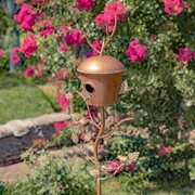 Zaer Ltd. International Pre-Order: 64.25"T Antique Copper Finished Iron Birdhouse Stake with Dome Roof ZR173714-D View 3